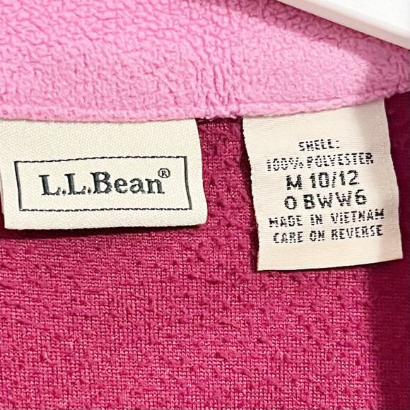 LL BEAN Girls’ Maroon Quarter Zip Fleece Pullover, M (10/12) - Picture 6 of 9